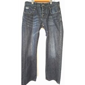 Urban Behavior Mens Straight Leg Distressed Jeans Blue 32x32 Thick Stitch Y2K